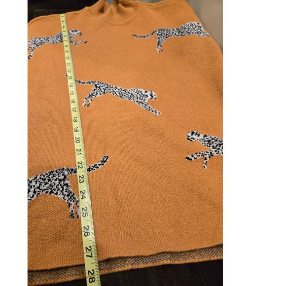 NOC Cheetah Brown Mock Neck Long Sleeve Pullover Sweater Medium 3/4 Sleeve - Picture 8 of 9